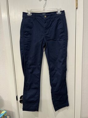 J. Crew Factory Pants Blue High Rise Girlfriend Chino Business Casual Size 2